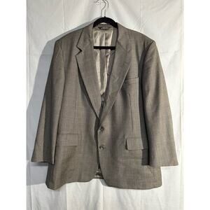 Vintage Sport Coat Jacket Mens 44R Brown Glen Plaid Wool Made USA Two Button